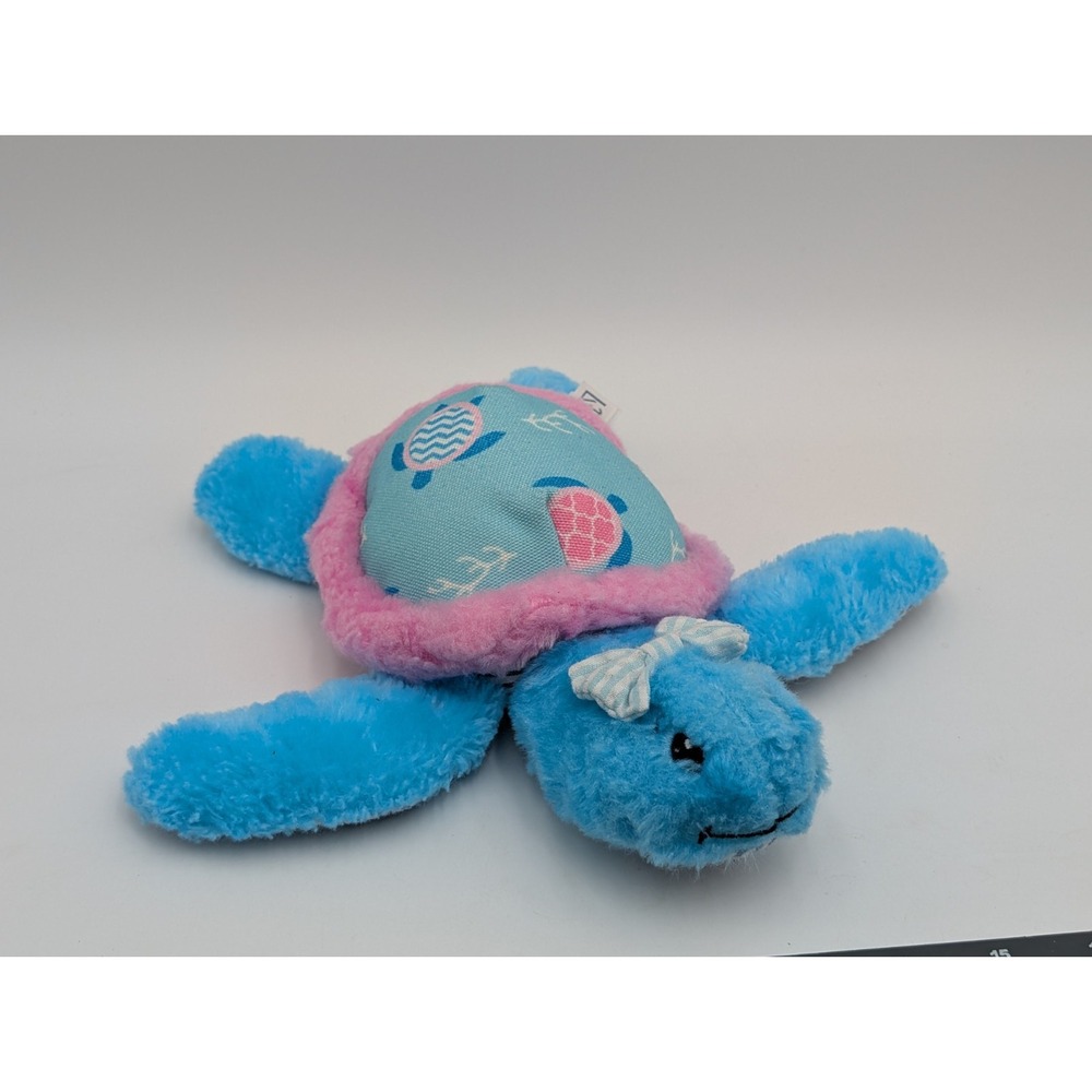 Preppy Pelican Sea Turtle Plush Seersucker Small  Aqua Teal Pink Bow 9 Inch 2024
